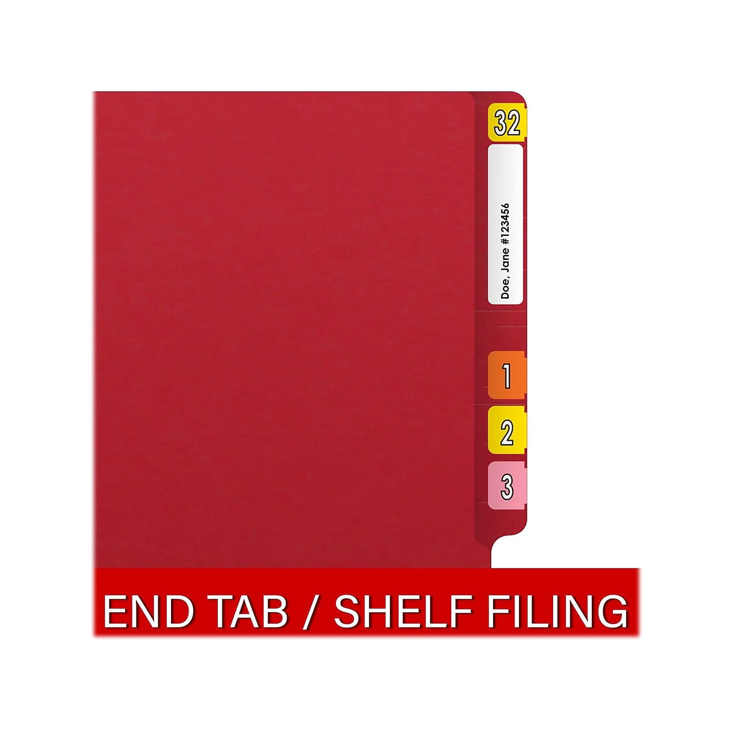 Medical Arts Press Reinforced End Tab File Folder Straight Cut Letter-Size Red 50/Box (S-01601-RED)