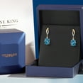 thumbnail image 5 of Gem Stone King 6.06 Cttw London Blue Topaz and White Lab Grown Diamond Dangle Earrings for Women | 925 Silver and 10K Yellow Gold | Gemstone November Birthstone | Oval 10X8MM, 5 of 6