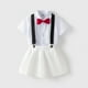 thumbnail image 2 of Odeerbi Niñas 4 Piezas Preppy Vestido de Manga Corta Camisa de Vestido y Pendiente Falda Conjunto Uniforme Escolar Con Corbata, 2 of 5