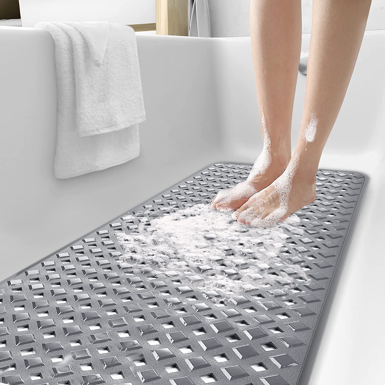 ToiletTree Products Bamboo Bath Mat, Non-Slip, Water-Resistant for