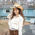 thumbnail image 2 of TOVOSO Straw Cowboy Hat for Women and Men with Shape-It Brim, Western Cowboy Hat, Beads - Tea Stain, 2 of 5