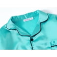 thumbnail image 2 of Topgal Satin Pajamas for Teen Girls Aqua Blue Summer Silky Short Sleeves Kids Jammies Size 12, 2 of 7