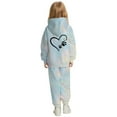 thumbnail image 4 of Tween Girls Outfits Sets Casual Hooded Sweatshirt With Heart Print Top Pants Comfy Kids Fall Girls Clothes Light Blue Size 12-13T, 4 of 5