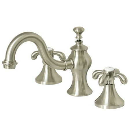 - Kingston Brass French Country Widespread Bathroom Faucet with Drain Assembly