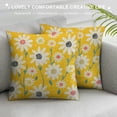 thumbnail image 3 of PHYHOO  Hello Sunshine Yellow Throw Pillow Covers,  Home Sweet Home Daisy Stripes Cushion Case for Sofa Couch, 3 of 5
