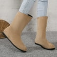 thumbnail image 5 of B91xZ Winter Boots for Women High Chunky Block Heel Mid Calf Boots,Khaki 9, 5 of 5