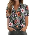 thumbnail image 2 of Weiqiqre Womens Tops Summer Beach Shirt Tropical Shirts Womens Hawaii Button Down Short Sleeve Blouses Button Up Tops, 2 of 6