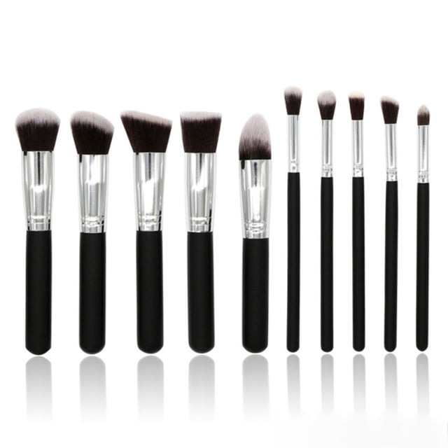 10Pcs Makeup Brushes Set with 5 Large and 5 Small Fiber Hair Brushes Cosmetic Beautify Tool Kit