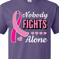 thumbnail image 4 of Inktastic Breast Cancer Awareness Nobody Fights Alone Pink Ribbon T-Shirt, 4 of 5