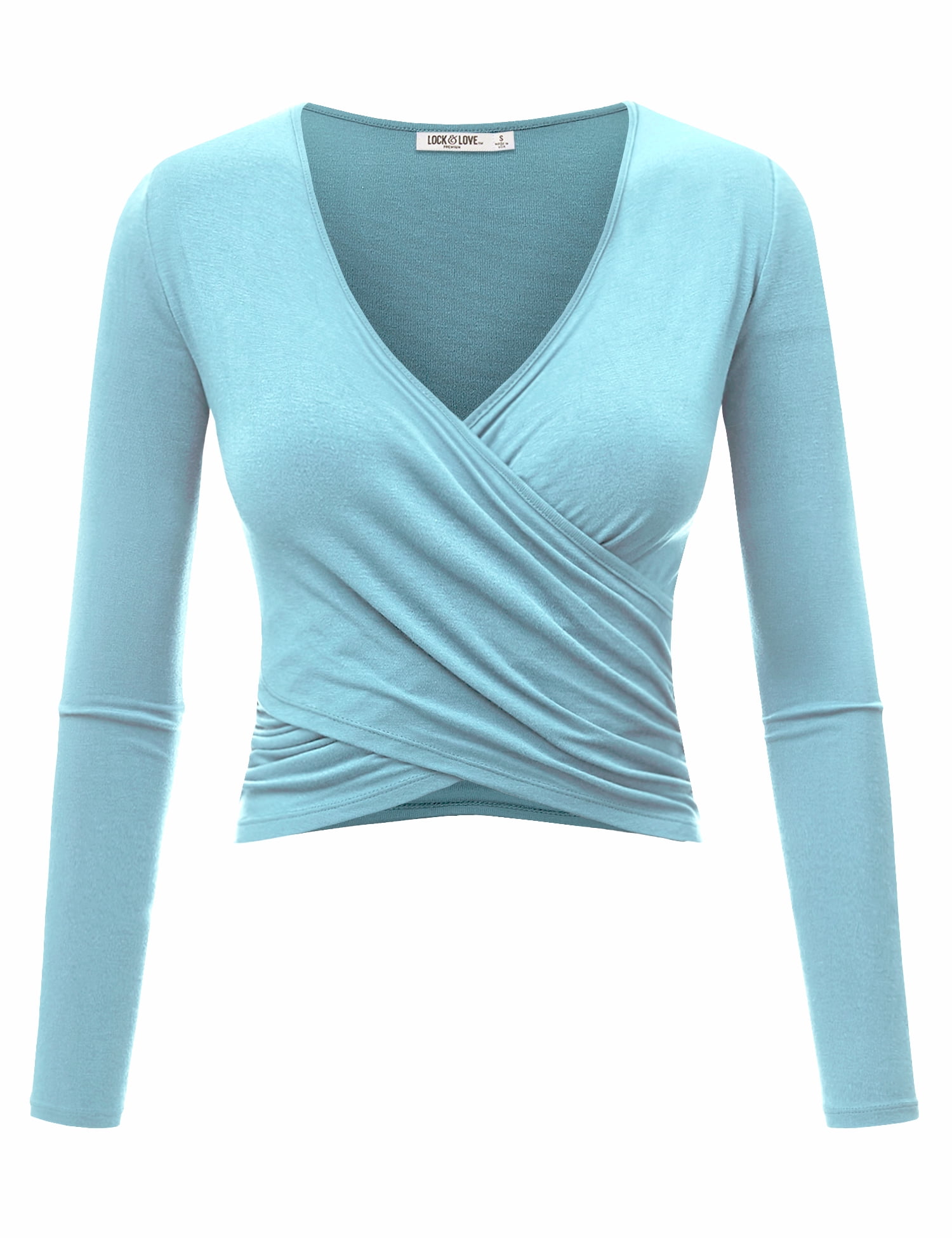 LONG SLEEVE V NECK CROP TOP