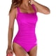 thumbnail image 2 of Traje de baño de una pieza para mujer, trajes de baño conservadores de moda con correas para los hombros para fiesta en la playa, natación, rosa rojo XL, 2 of 6