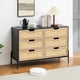 thumbnail image 2 of QinaQin Cómoda alta de madera con 6 cajones y detalle de ratán, mueble moderno de almacenamiento para recámara, clóset, sala o entrada, práctico y decorativo, 2 of 6