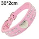 thumbnail image 2 of Correa de cuero con remaches de corazón brillante con diamantes de imitación de 2 filas para collar de perro de tamaño pequeño, 2 of 5
