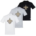 thumbnail image 1 of NFL Paquete de 3 Playeras New Orleans Saints para Hombre, Talla Chica, 1 of 4