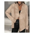 thumbnail image 5 of Women'S Sequins Long Sleeve Collared Shirt Button Down Open Front Shirt Loose Blouses Shirst Tops Champagne Color XXL, 5 of 8
