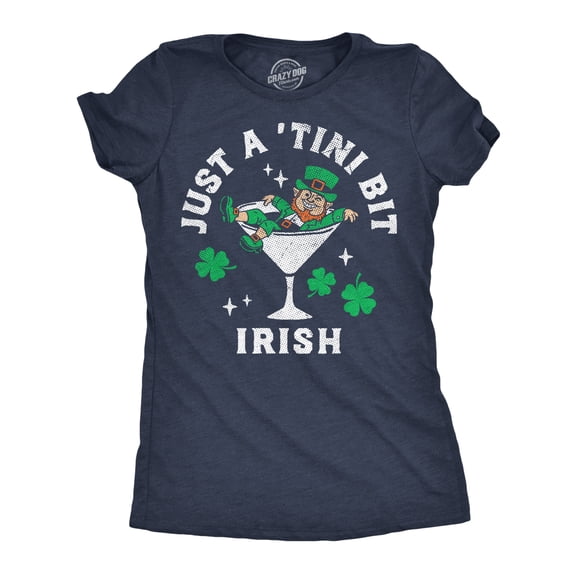 Womens Funny T Shirts Just A Tini Bit Green Sarcastic St Patricks Day Drinking Tee For Ladies Womens Graphic Tees