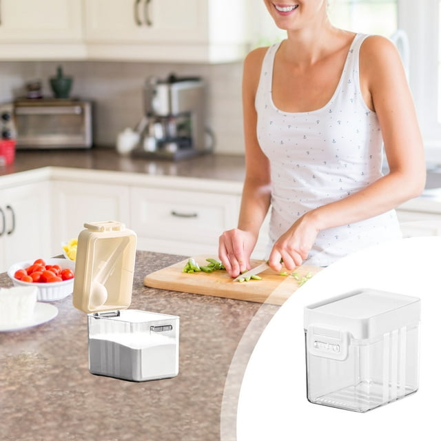 Food-grade Plastic Storage Containers with Measuring Spoon - 4-piece Stackable Airtight Canisters for Cereals, Coffee, Powder, Candy & Dry Goods,Quick Dry,YISHFHP,D