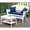 White with Blue Cushion, variant on Jeco Wicker Patio Love Seat and Coffee Table Set in White without Cushion