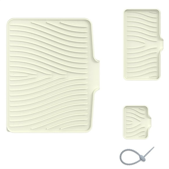 Bandeja de jabón de alfombrilla de drenaje de silicona de 3 piezas con labio de drenaje para cocina baño