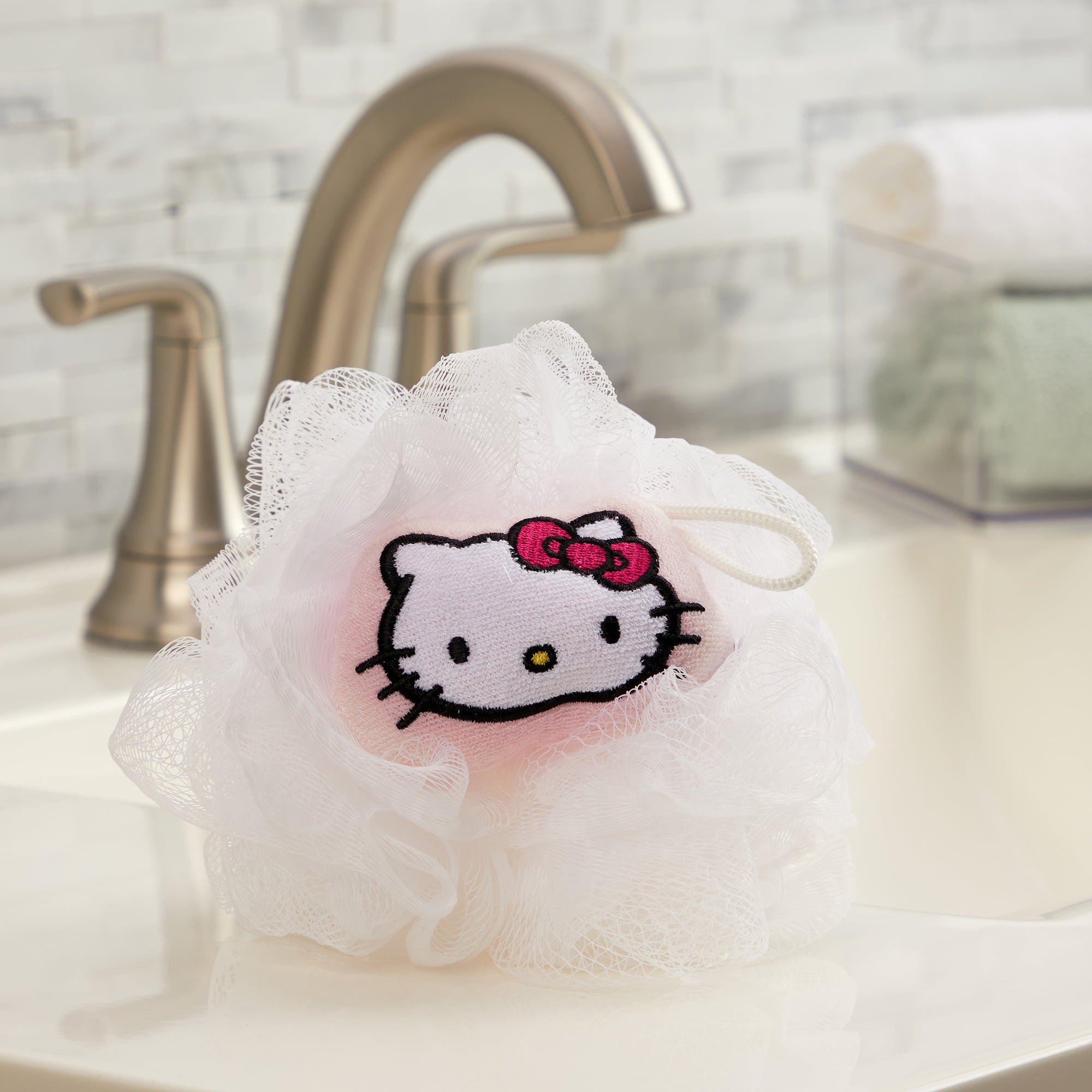 (6 pack) Hello Kitty Kids Bath Loofah Pouf, Pink