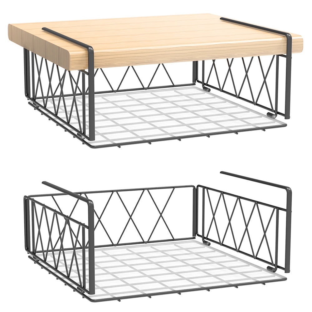 2 Pack Under Shelf Hanging Basket, Vertical Wire Rack for Hanging