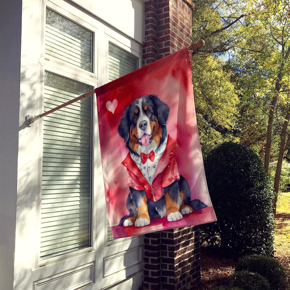 Bernese Mountain Dog My Valentine House Flag 28 in x 40 in