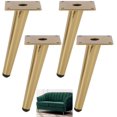 thumbnail image 1 of Juego de 4 sofás inclinables Pata, Pata de Mesa Patas de Gabinete Patas de Metal para Mesitas de Noche, para Mesas de Café, Armarios y Sofás, Dorado (oblicuo 15 cm/5,9) Alfombrilla para olfatear Perr, 1 of 4