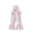 thumbnail image 2 of Toddler Girls Plaid Jumpsuit - Easter Egg Sleeveless Bells-Bottom Romper with Bunny Embroidery Neck Strap Ruffled Leg Outfit for Baby Kids 12 Months To 5 Year, 2 of 7