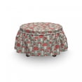 thumbnail image 3 of Doodle Ottoman Cover, Poisonous Amanita Leaves, 2 Piece Slipcover Set with Ruffle Skirt for Square Round Cube Footstool Decorative Home Accent, Standard Size, Pale Sage Green White, by Ambesonne, 3 of 5
