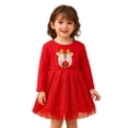 thumbnail image 3 of SGMVNU Robe de Noël pour Filles Décontractée à Manches Longues, Robes de Fête, Robe à Imprimé de Dessins Animés, Tunique Chemise Basique Décontractée, Robes pour 3-4 Ans, Rouge, 3 of 9