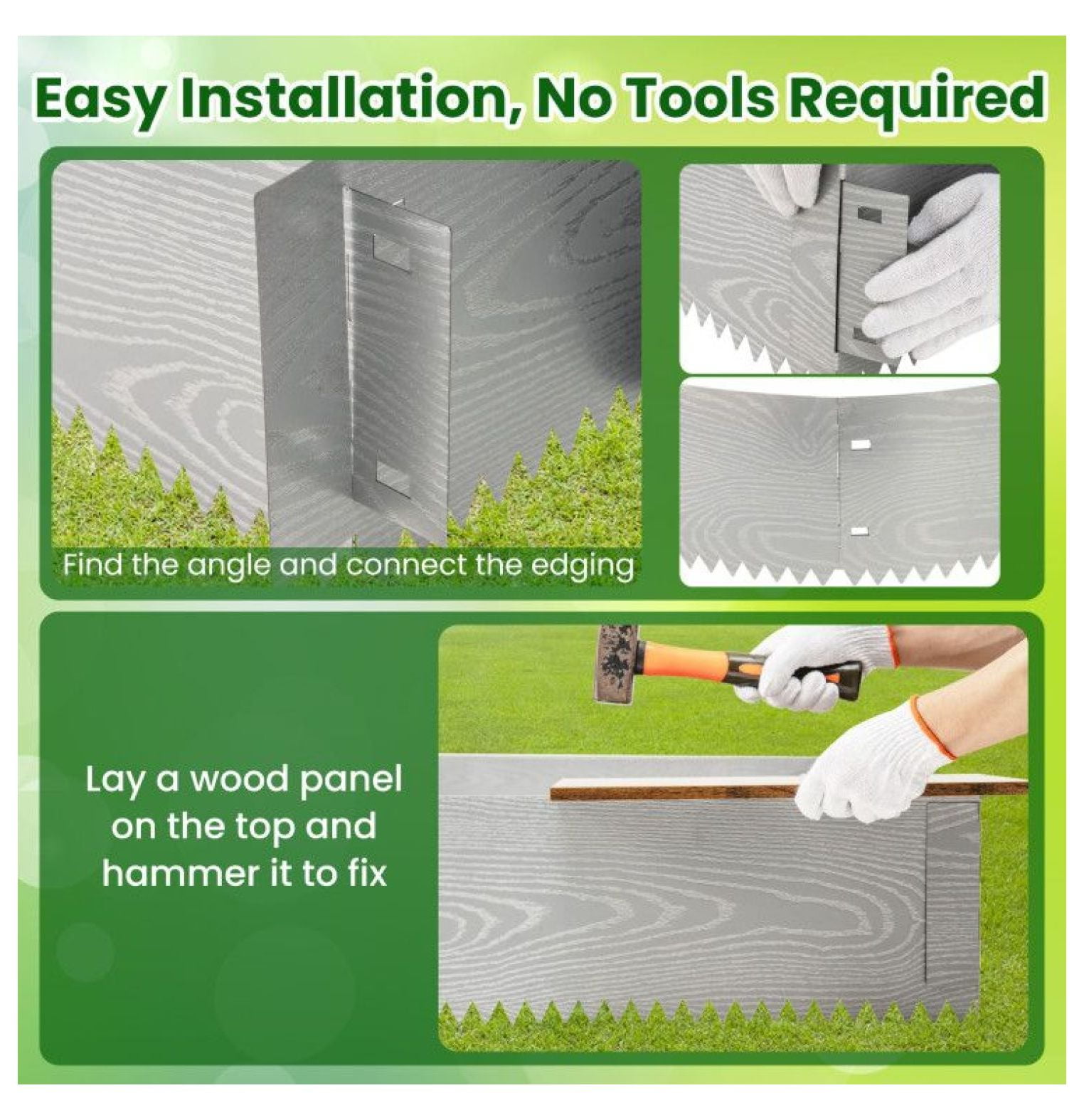 FASCK 6-Pack 20FT Galvanized Metal Landscape Edging, Lawn Garden Border for Yard Flower Bed Design