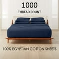thumbnail image 2 of 1000-Thread-Count 100% Egyptian Cotton 6 PC Sheet Set |Short King, Mediterranean Blue| 18" Deep Pockets, 2 of 8
