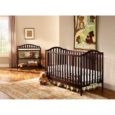 Cooper 4-in-1 Convertible Fixed-Side Crib and Changing Table Nursery Set, Espresso