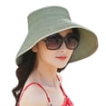 thumbnail image 2 of Walbest Portable Women Beach Anti-UV Sun Visor Hat, Foldable Roll Up Wide Brim Bowknot Summer Cotton Hat Cap for Womens, 2 of 7