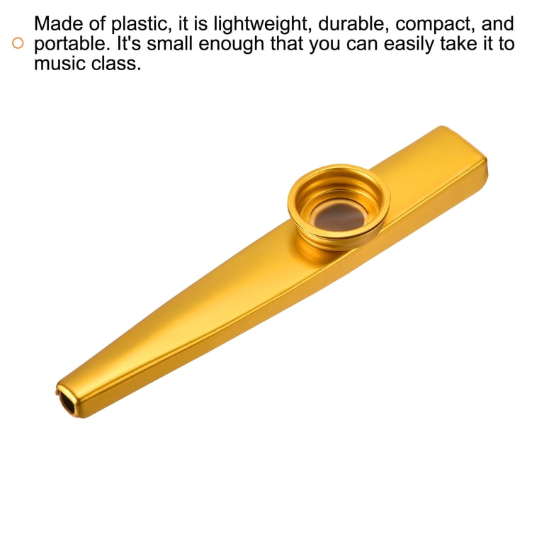 Uxcell Kazoo Musical Instrument Aluminum Alloy Gold with Flute