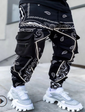 AXYRXWR Hippie Boho Baggy Trousers Mens Loose Sweatpants Popular Streetwear,Paisley Printed Hip Hop Harem Pants for Men 