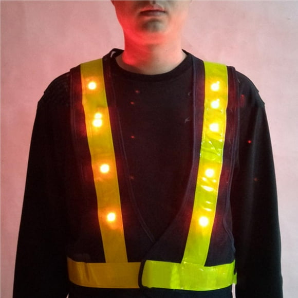 mmirethe High Visibility LED Light Safety Vest Reflective Vest Waistcoat Traffic Outdoor Night Warning Reflector