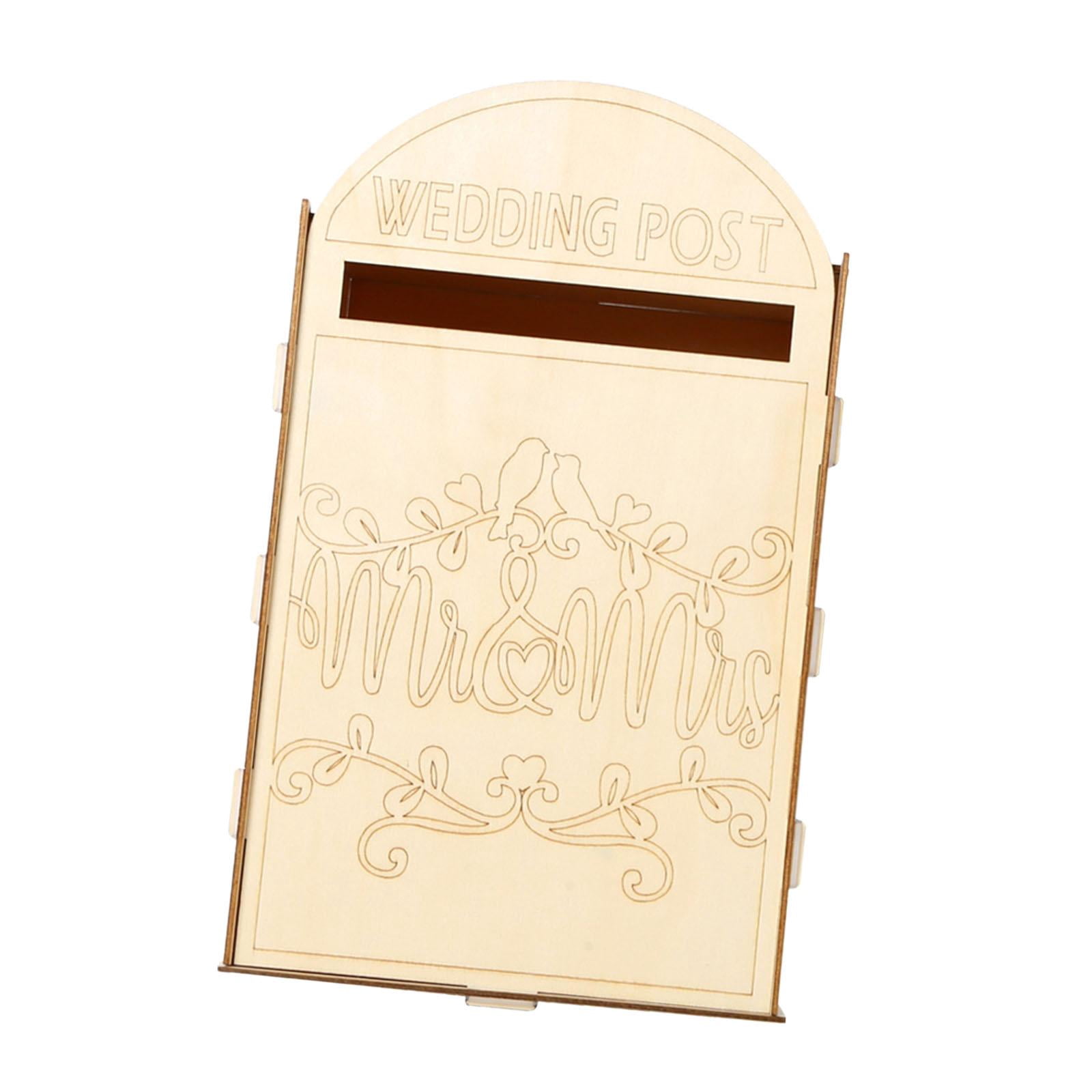 Tachiuwa Wedding Card Box Letterbox Decorative DIY Wood Wedding Decor Unpainted Wedding Post Box Envelope Gift Post Card Box for Party A