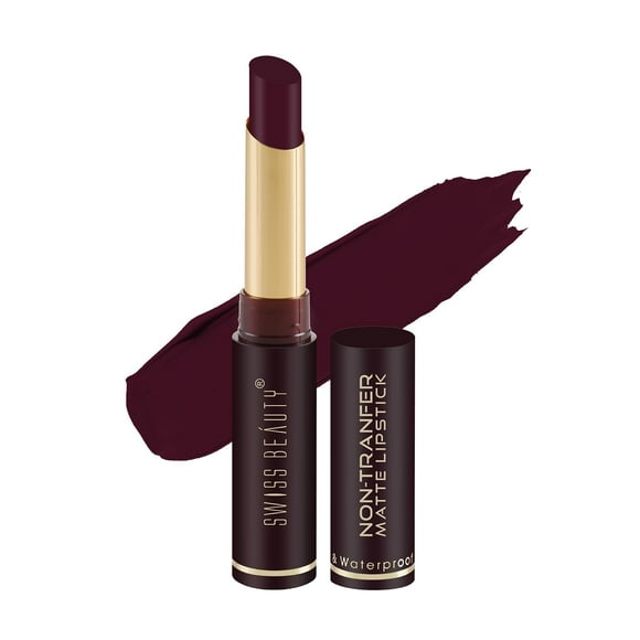 2x Swiss Beauty Non-Tranfer Matte Lipstick, Smooth & Waterproof, Wine Blush, 2gm Each