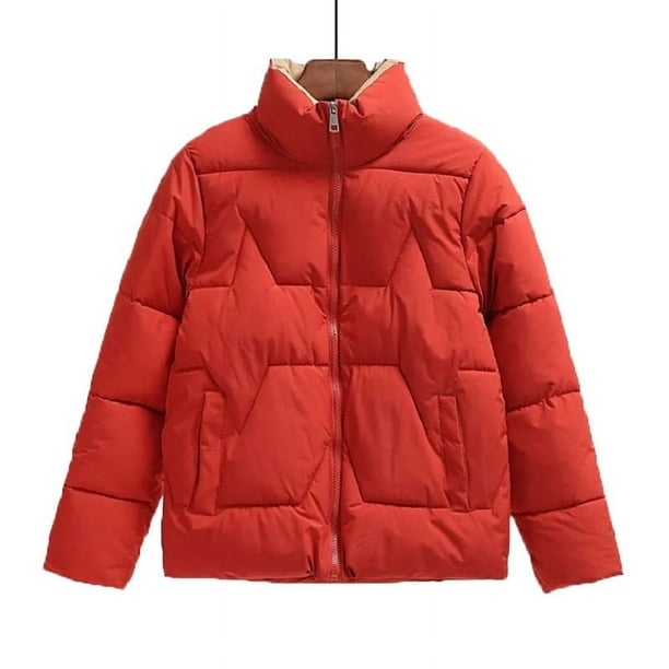 Parkas de manga larga para mujer, chaqueta de algodón grueso con cuello alto y botones, a la moda, cálida y elegante.