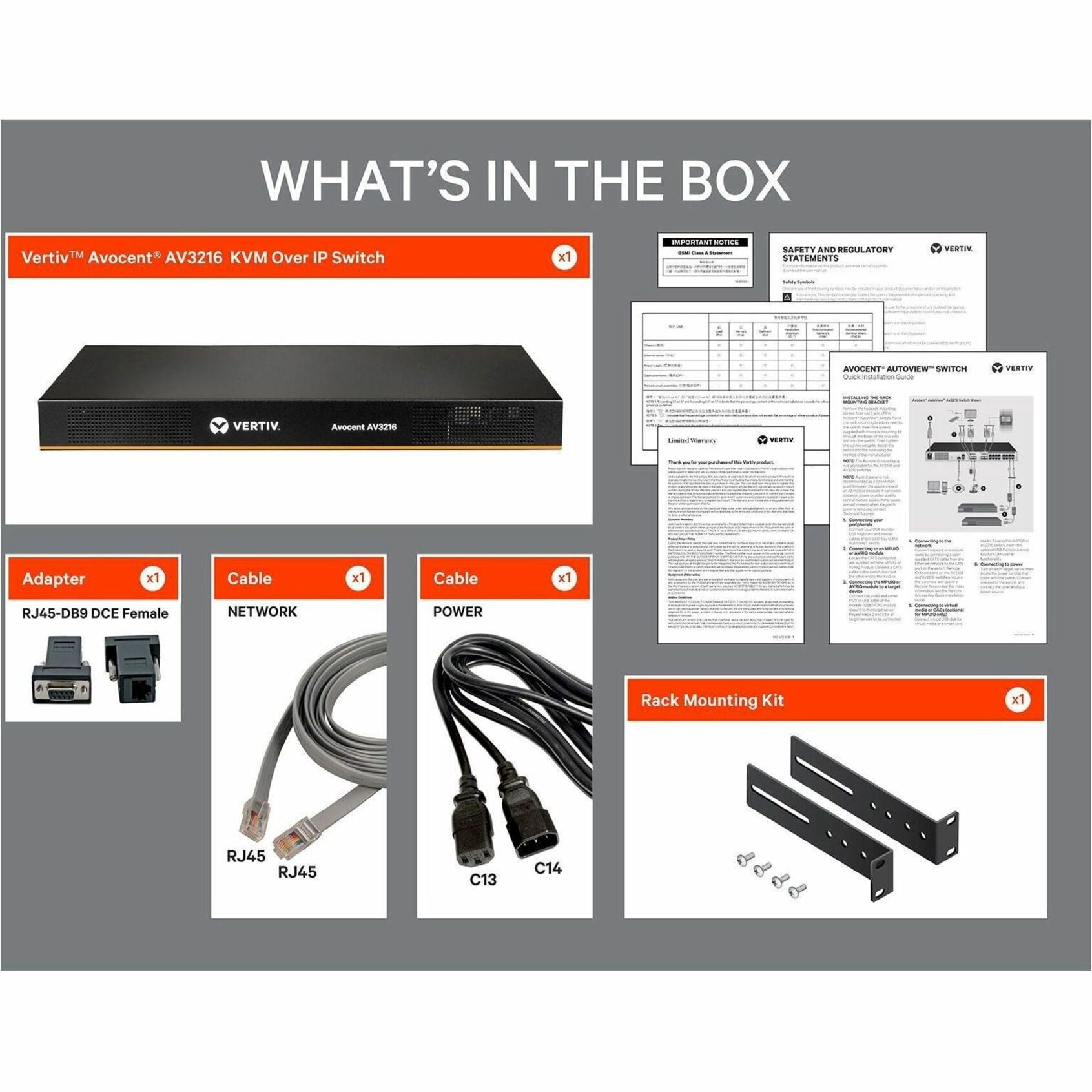 Vertiv Avocent AV3000 KVM Over IP Switch | 16 port KVM | VGA Cable (AV3216-400) - KVM over IP| Rackmount| 8 to 16 port| CAC| User Access Control| Local or Remote Access| Scalable| 2-Year Full Cover...