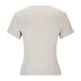 thumbnail image 5 of Lenpel T Shirts for Women Trendy V Neck Short Sleeve Solid Color Summer Casual Slim Basic Tees Going out Tops, 5 of 6