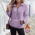 thumbnail image 6 of KICILVS Womens Fleece Half Zip Pullover with Front Kangaroo Pocket Cozy Warm Winter Casual Daily Loungewear Tops, 6 of 7