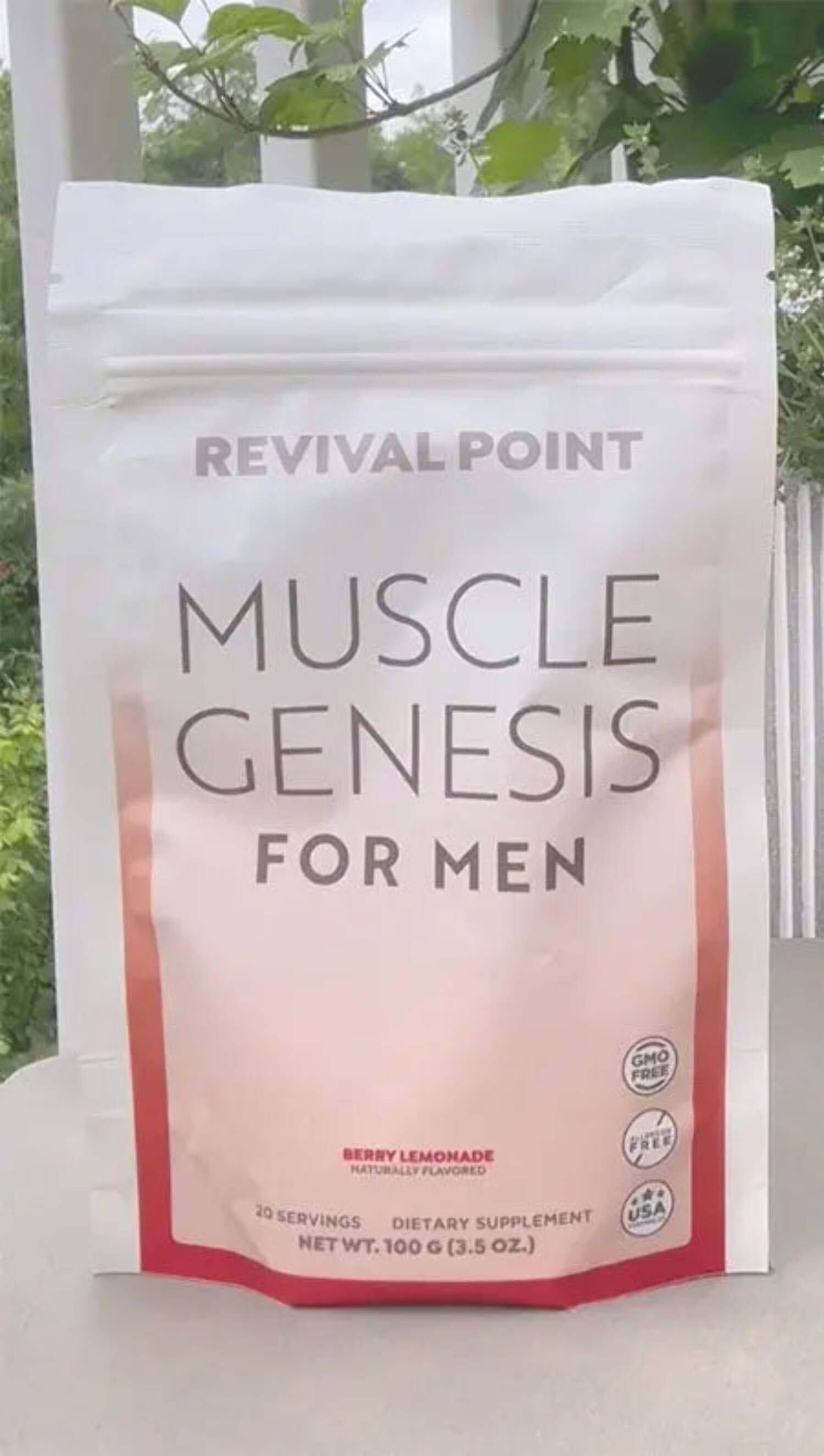 Muscle Genesis for Men with HMB, Muscle Support Supplement, Revival Point, 3 Bags