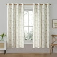 thumbnail image 2 of Linen Curtains Floral Patterned Curtain for Bedroom Living Room, Sage Green Curtains 63 Inch Length Farmhouse, Light Filtering Beige Window Curtain Grommet Top 2 Panels Set, 2 of 8