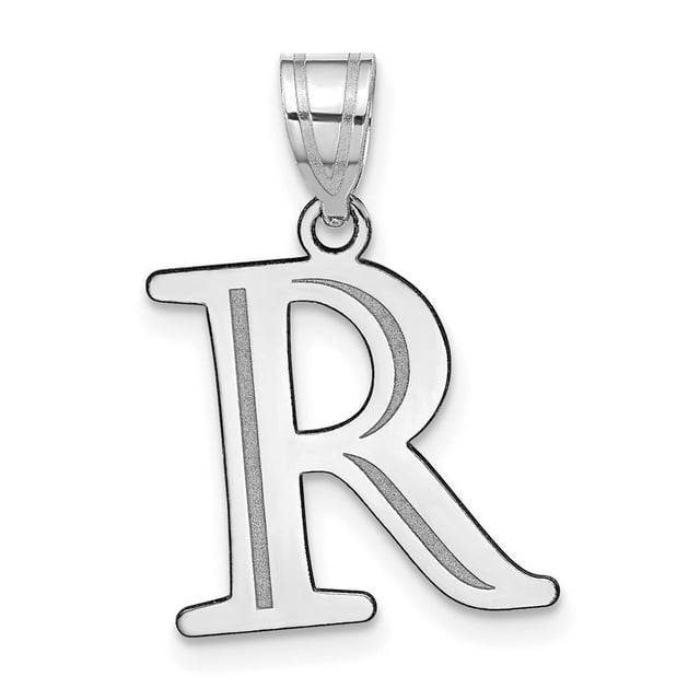 Diamond2Deal 14K Pendentif Lettre R Initiale en Or Blanc Gravé pour Femmes