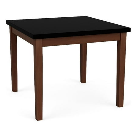 Lenox Wood Reception Waiting 24x24" Wood Corner Table / Walnut Wood / Black
