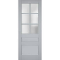 Slab Barn Door Panel Frosted Glass | Veregio 7339 Matte Grey | Sturdy Finished Doors | Pocket Closet Sliding-36" x 84"