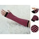 thumbnail image 2 of Guantes largos de punto Allegra K sin dedos Calentador de manos Negro-Fucsia One Size, 2 of 6