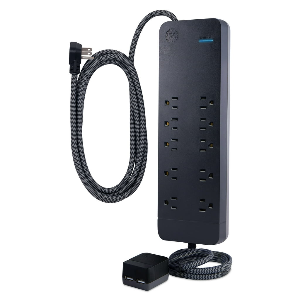 GE UltraPro 10Outlet Surge Protector with 8 ft. Designer Braided